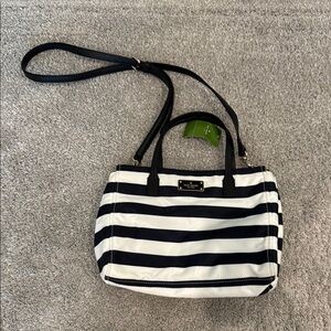 Kate Spade Navy Blue and White Striped Satchel